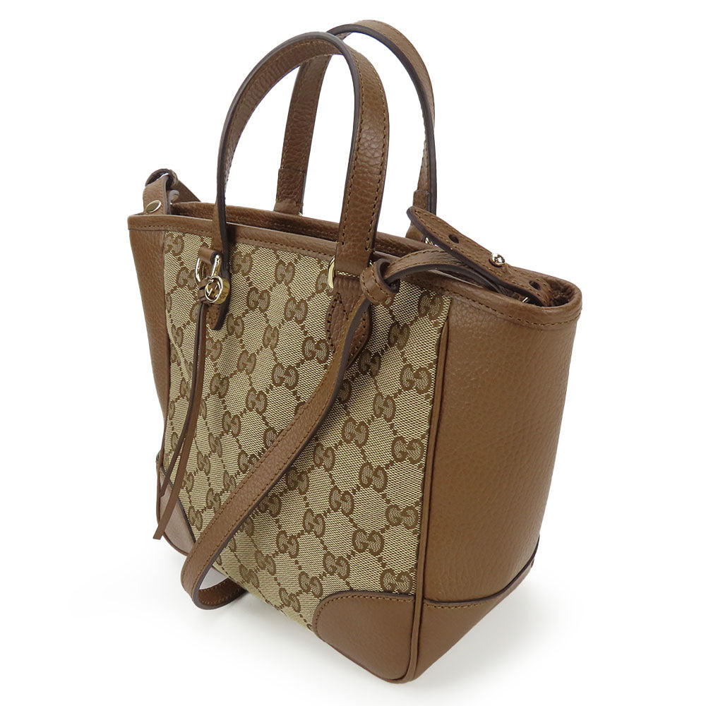 Gucci 2Way Handbag Leather Canvas Travel Bag