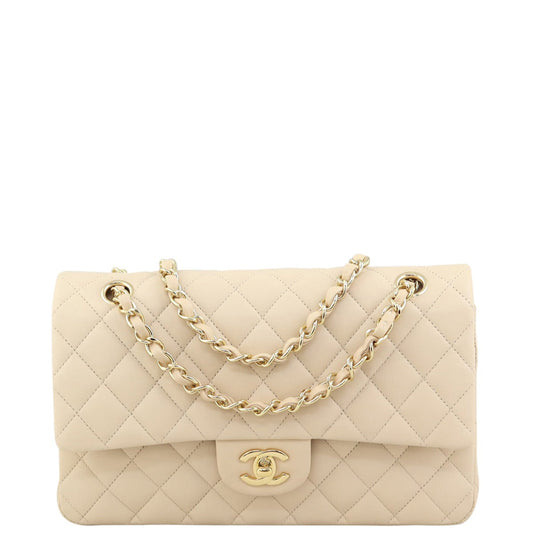 Chanel Classic Double 17 Series Handbag Beige Medium
