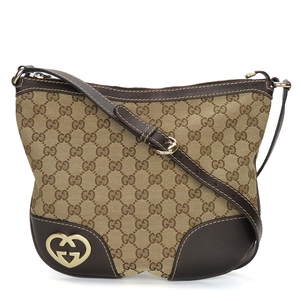 Gucci Shoulder Bag Leather Canvas