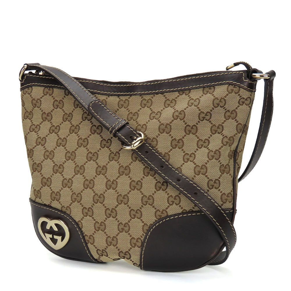 Gucci GG , Lovely heart Leather Canvas Beige Shoulder Bag
