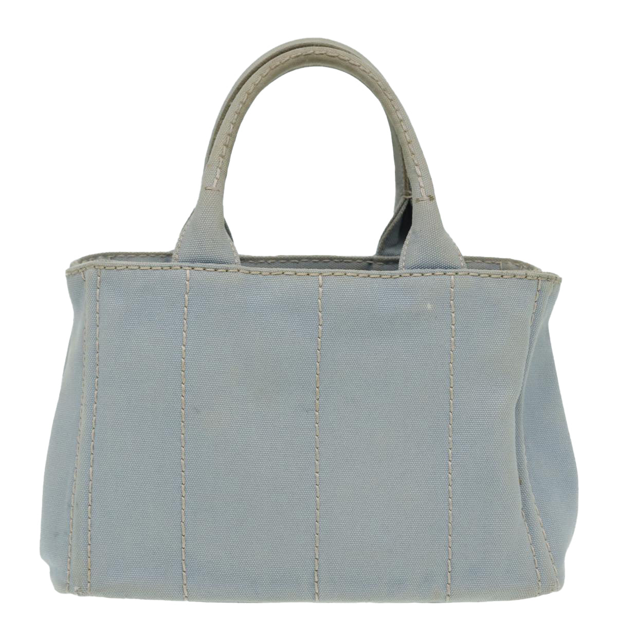 Prada Canapa Pm Hand Bag Light Auth Canvas Blue Travel Bag