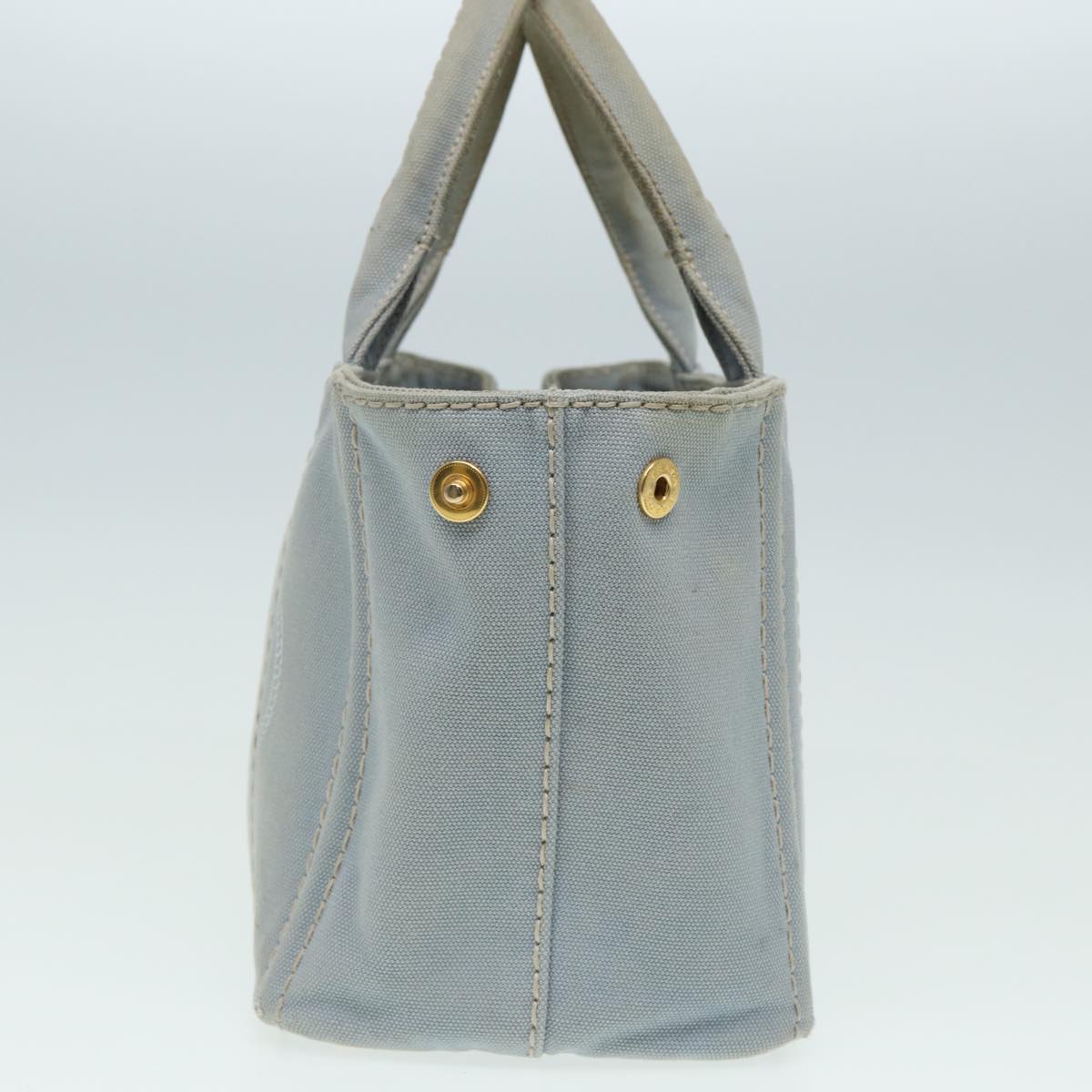 Prada Canapa Pm Hand Bag Light Auth Canvas Blue Travel Bag