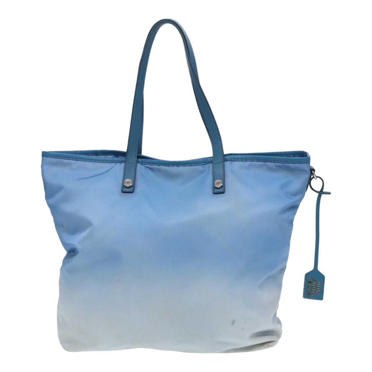 Prada Floral Tote Bag Auth Nylon Blue Green