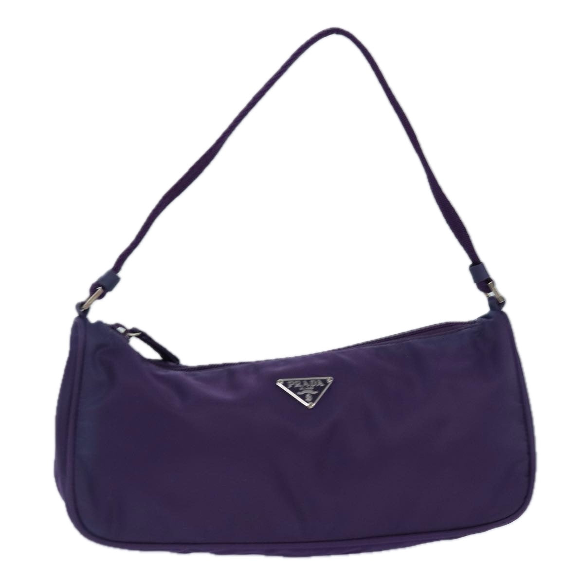 Prada Accessory Pouch Auth Luxury Handbag Nylon Silver Purple Clutch Bag