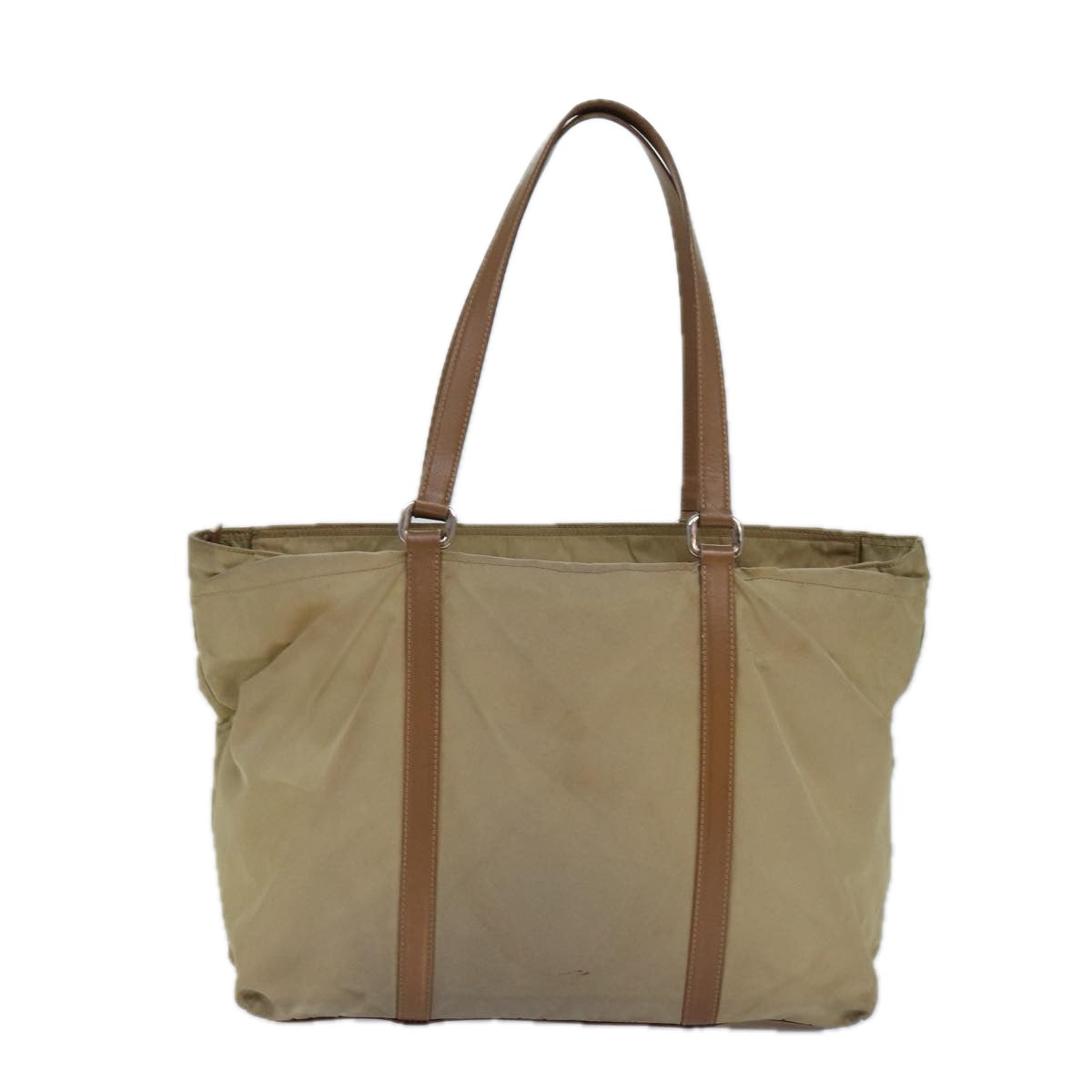 Prada Tote Bag Auth Nylon Beige Silver Silver Auth 84544