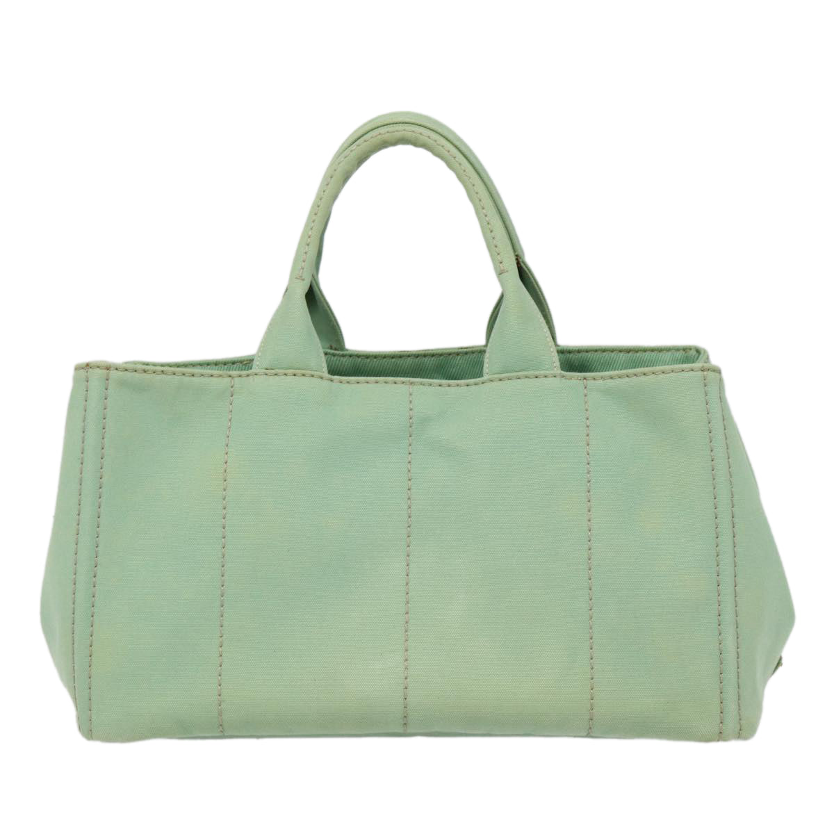 Prada Canapa Gm Hand Bag Auth Canvas Green Gold Travel Bag