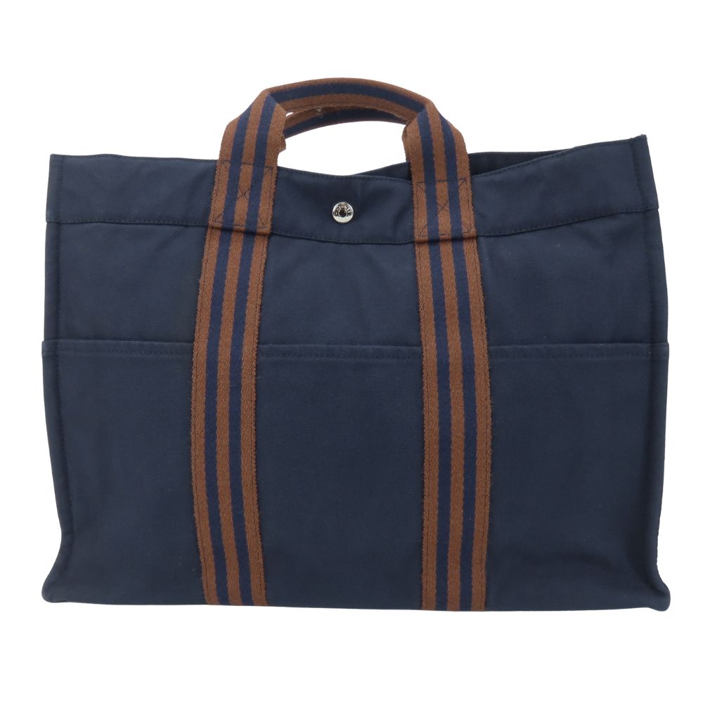 Hermes Tote Bag Cotton Fool Toemm Canvas Navy