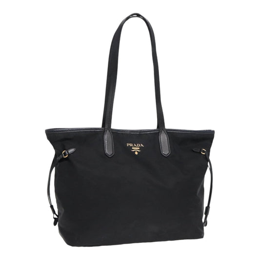 Prada Tote Bag Auth Nylon Black Gold