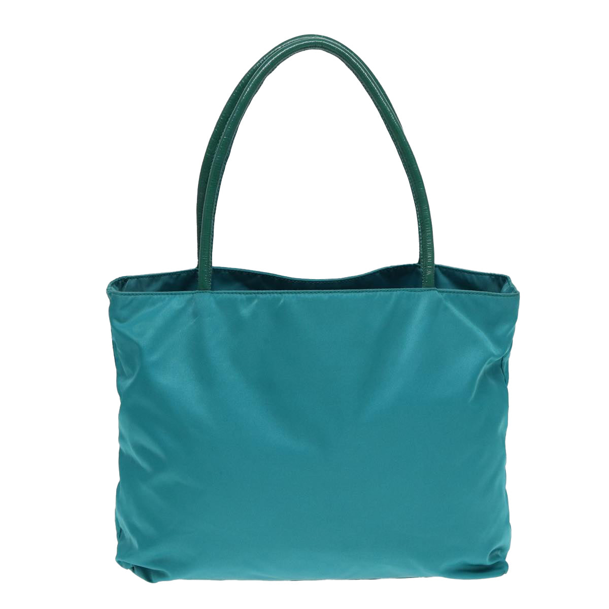Prada Tote Bag Turquoise Auth Nylon Blue Gold