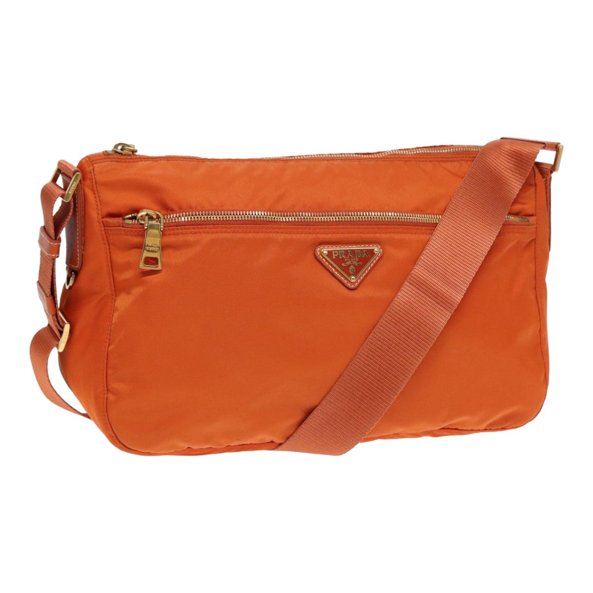 Prada Shoulder Bag Auth Nylon Orange Orange Auth 84771