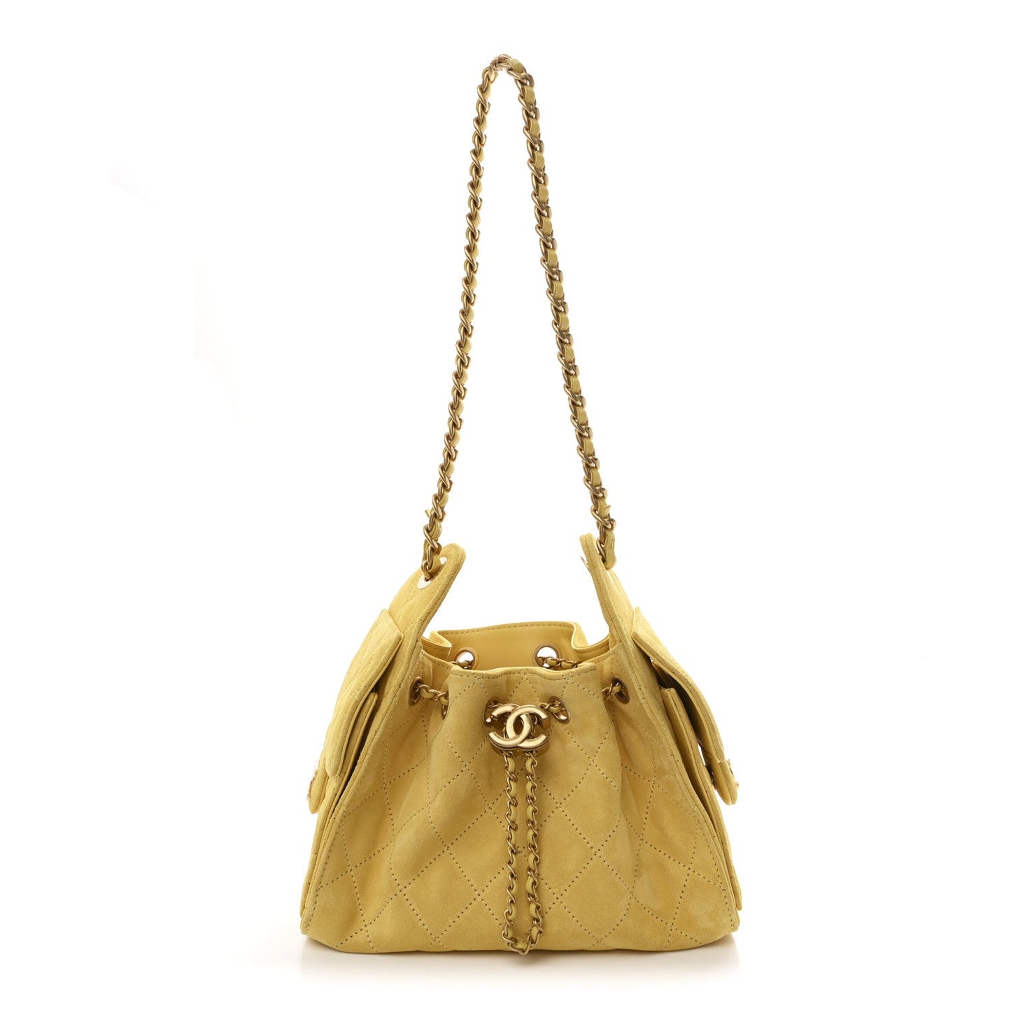 Suede Quilted Mini 25 Handbag Yellow Refined