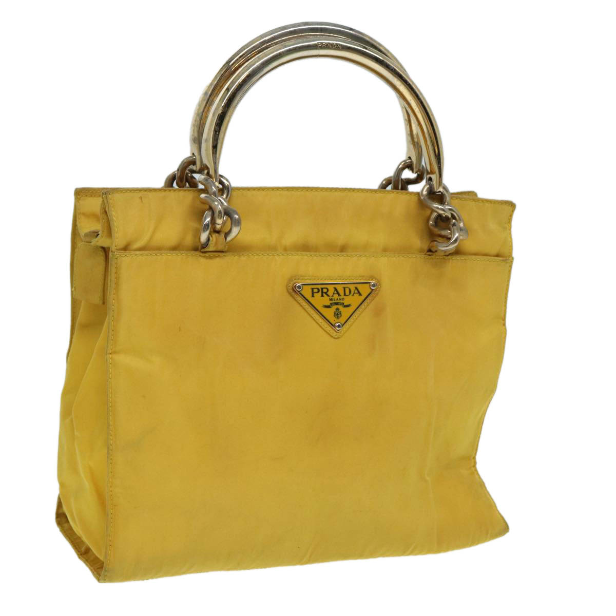 Prada Hand Bag Auth Nylon Yellow Travel Bag Yellow Auth 85132