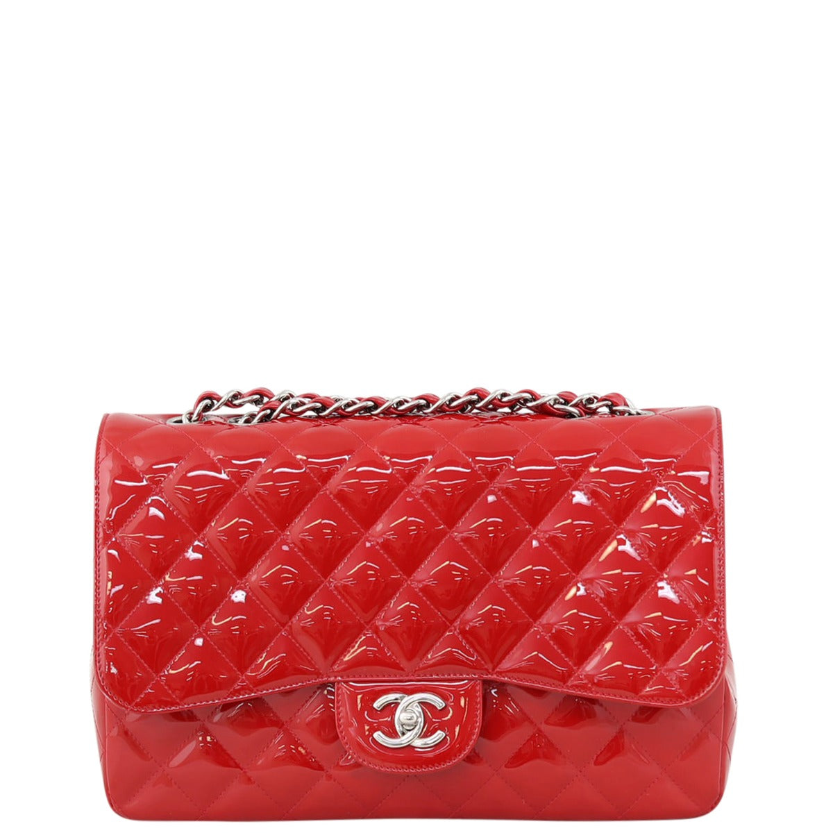 Chanel Classic Single Jumbo Handbag Red Flap