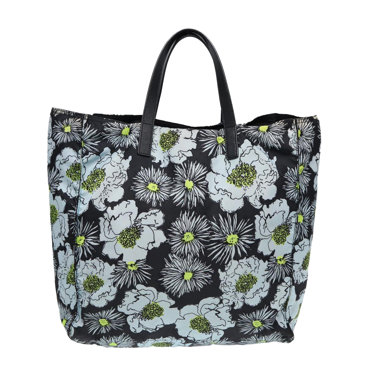 Prada Tote Bag Auth Nylon Black Blue