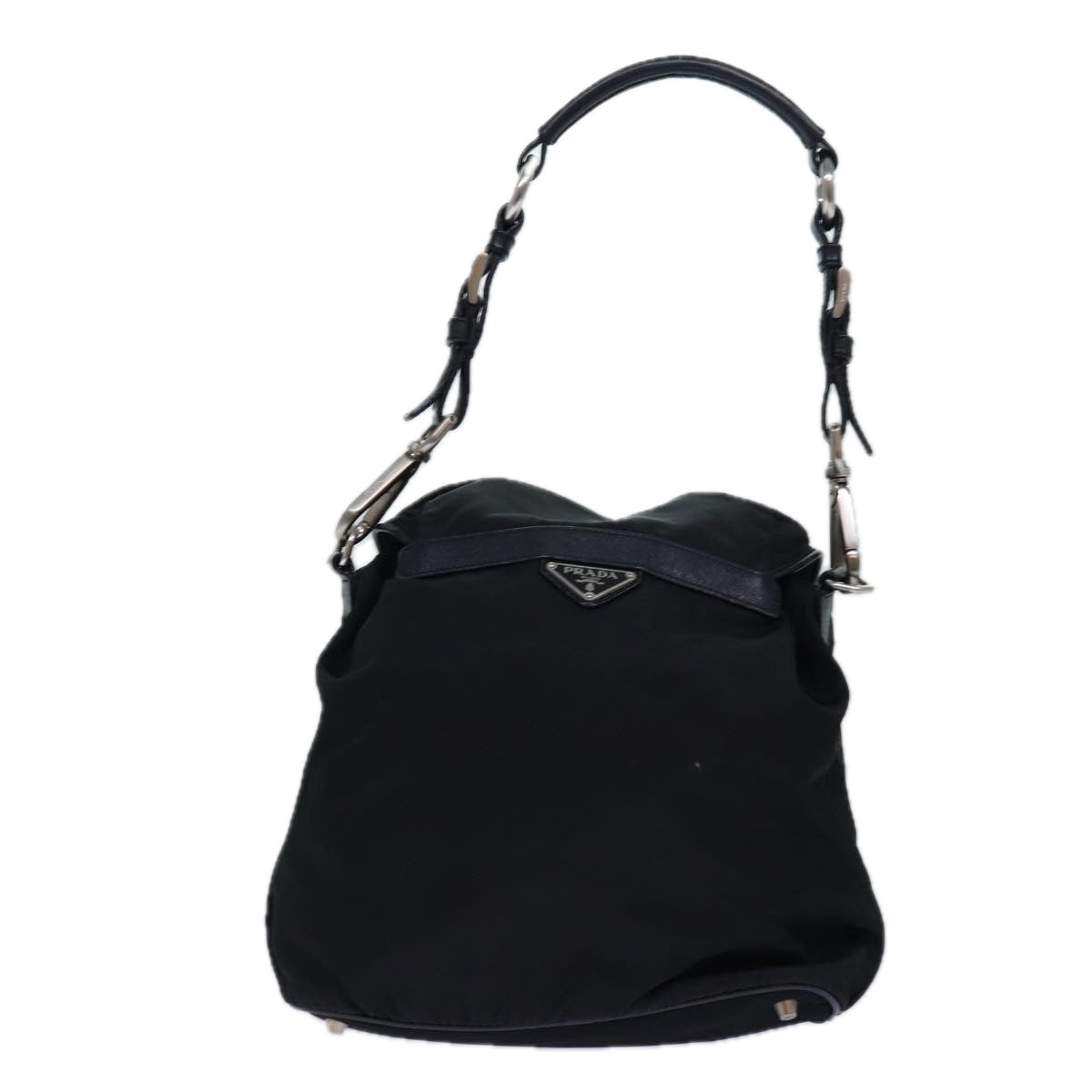Prada Backpack Auth Nylon Black Silver Silver Auth 85289