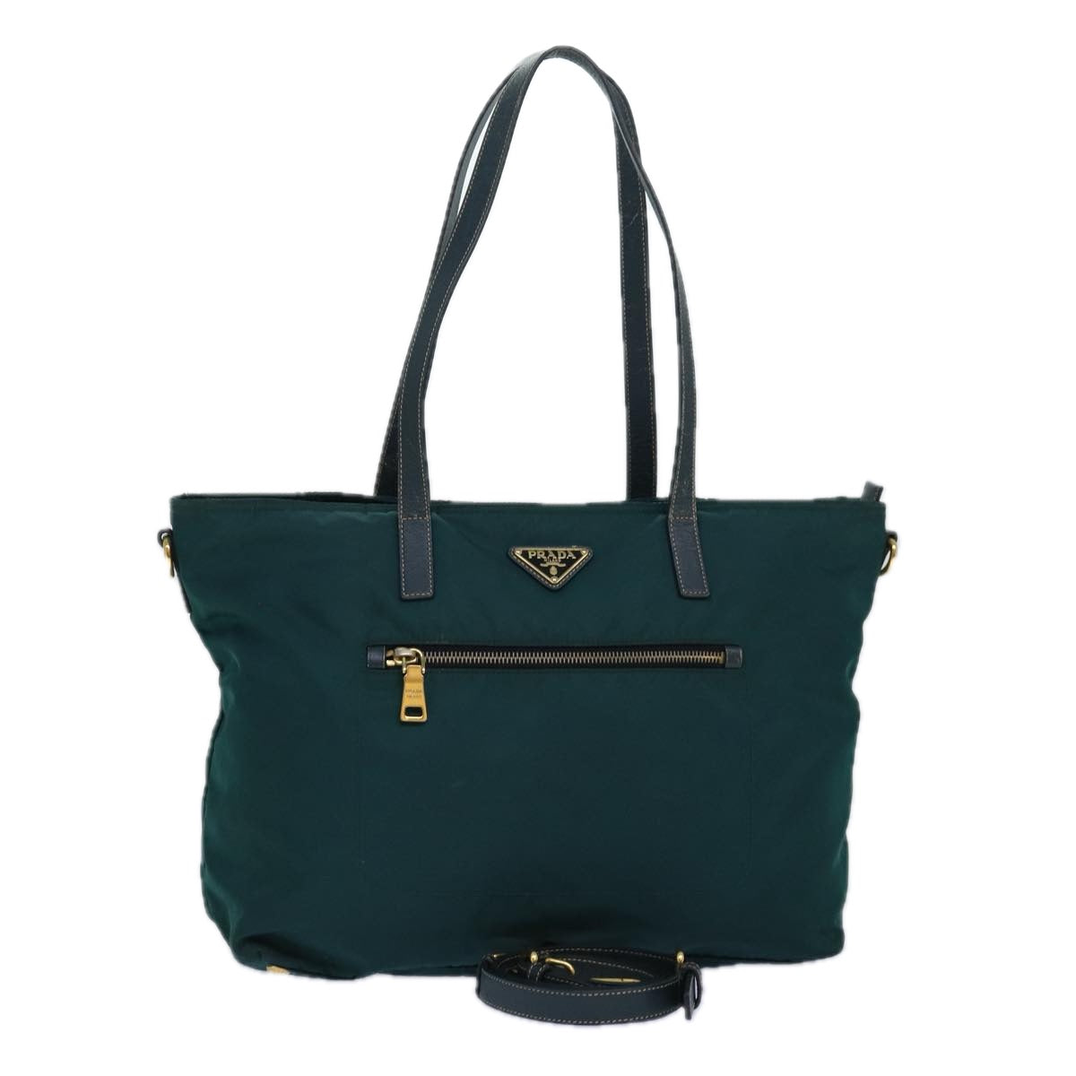 Prada Tote Bag 2Way Khaki Auth Nylon Gold
