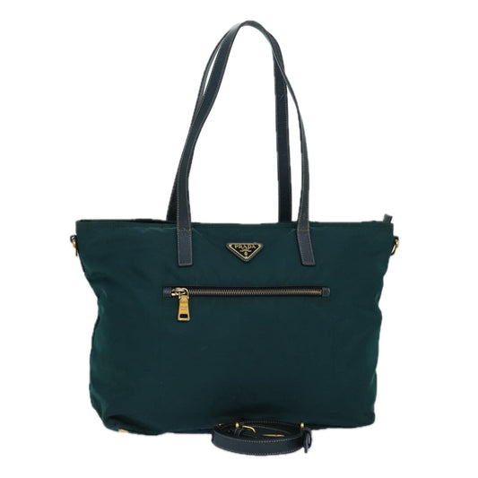 Prada Tote Bag 2Way Khaki Auth Nylon Gold