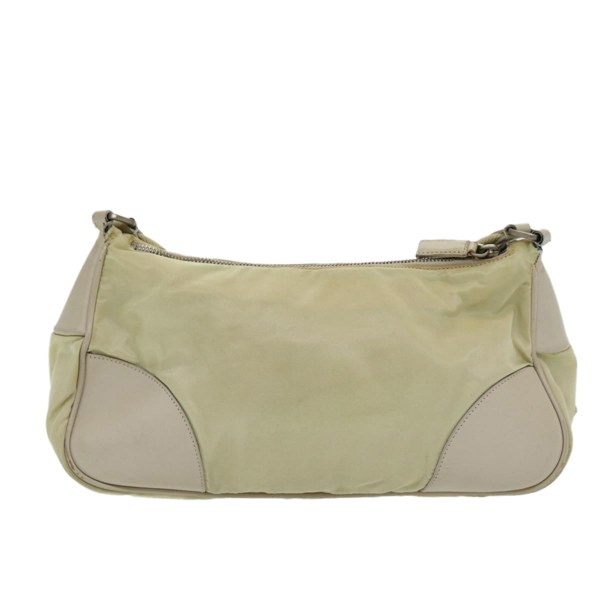Prada Shoulder Bag Auth Nylon White Silver Silver Auth 85399