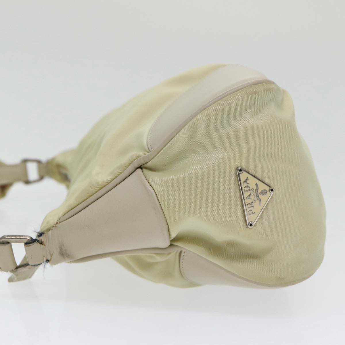 Prada Shoulder Bag Auth Nylon White Silver Silver Auth 85399