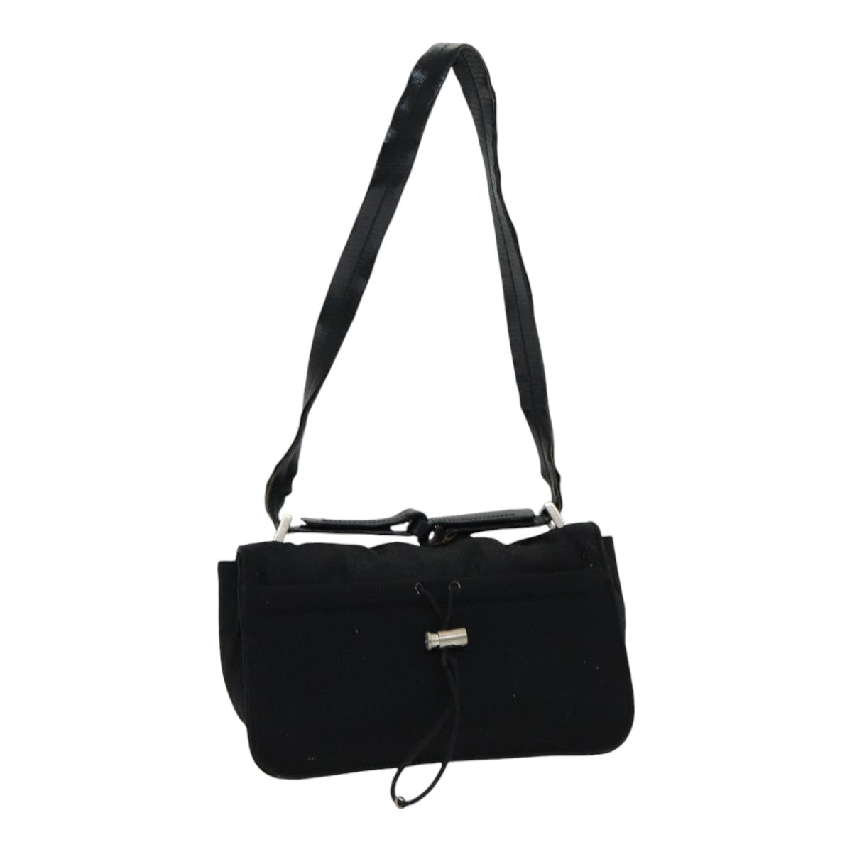 Prada Shoulder Bag Auth Nylon Black Silver Silver Auth 85439