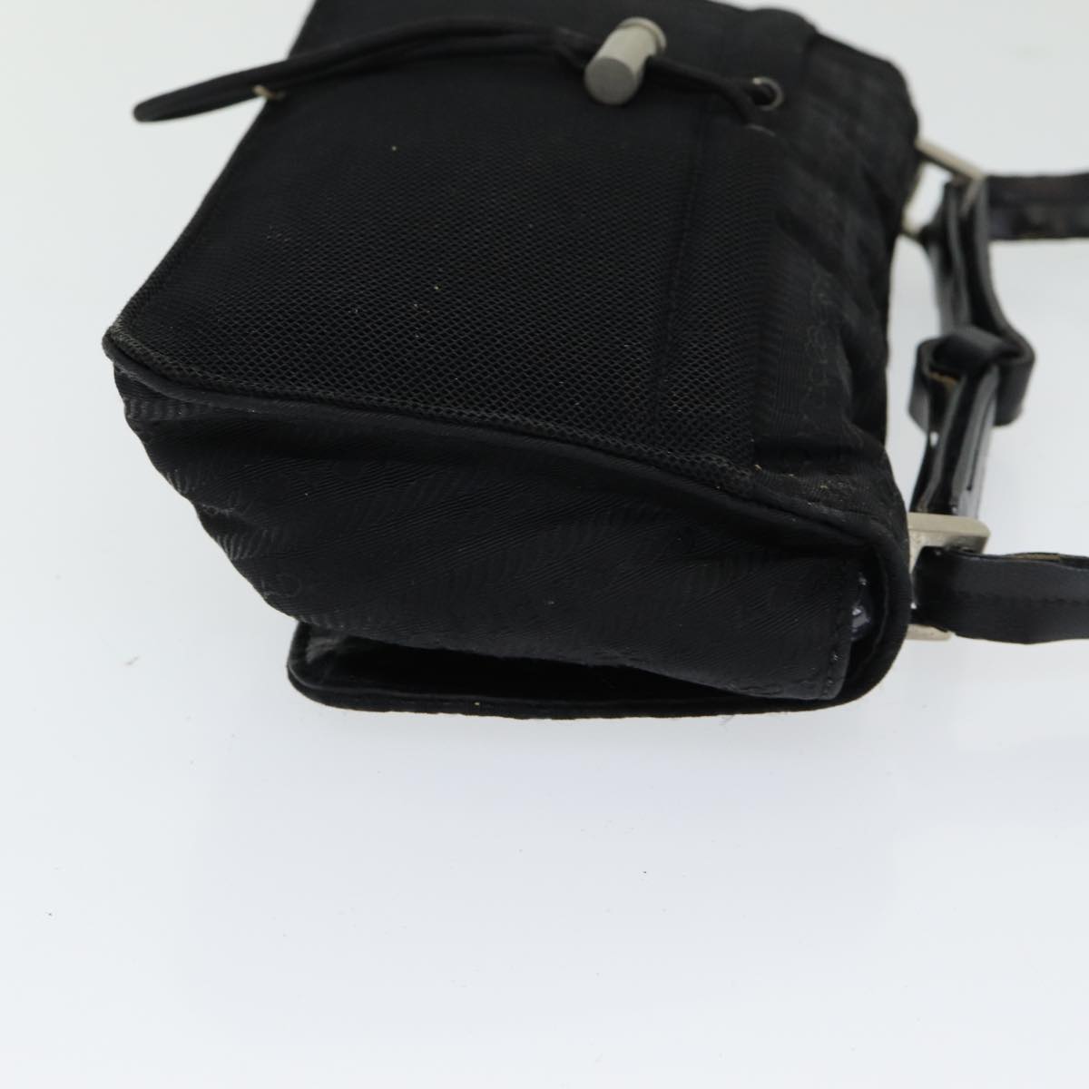 Prada Shoulder Bag Auth Nylon Black Silver Silver Auth 85439