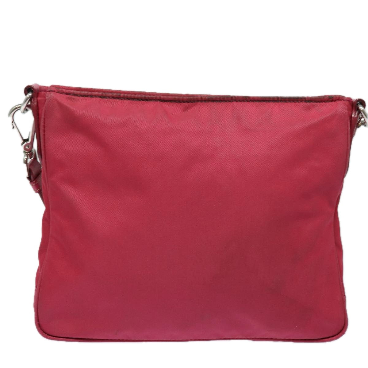 Prada Shoulder Bag Auth Nylon Pink Silver Silver Auth 85537