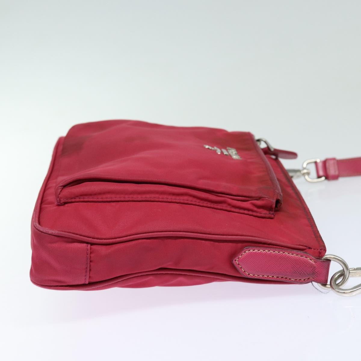 Prada Shoulder Bag Auth Nylon Pink Silver Silver Auth 85537