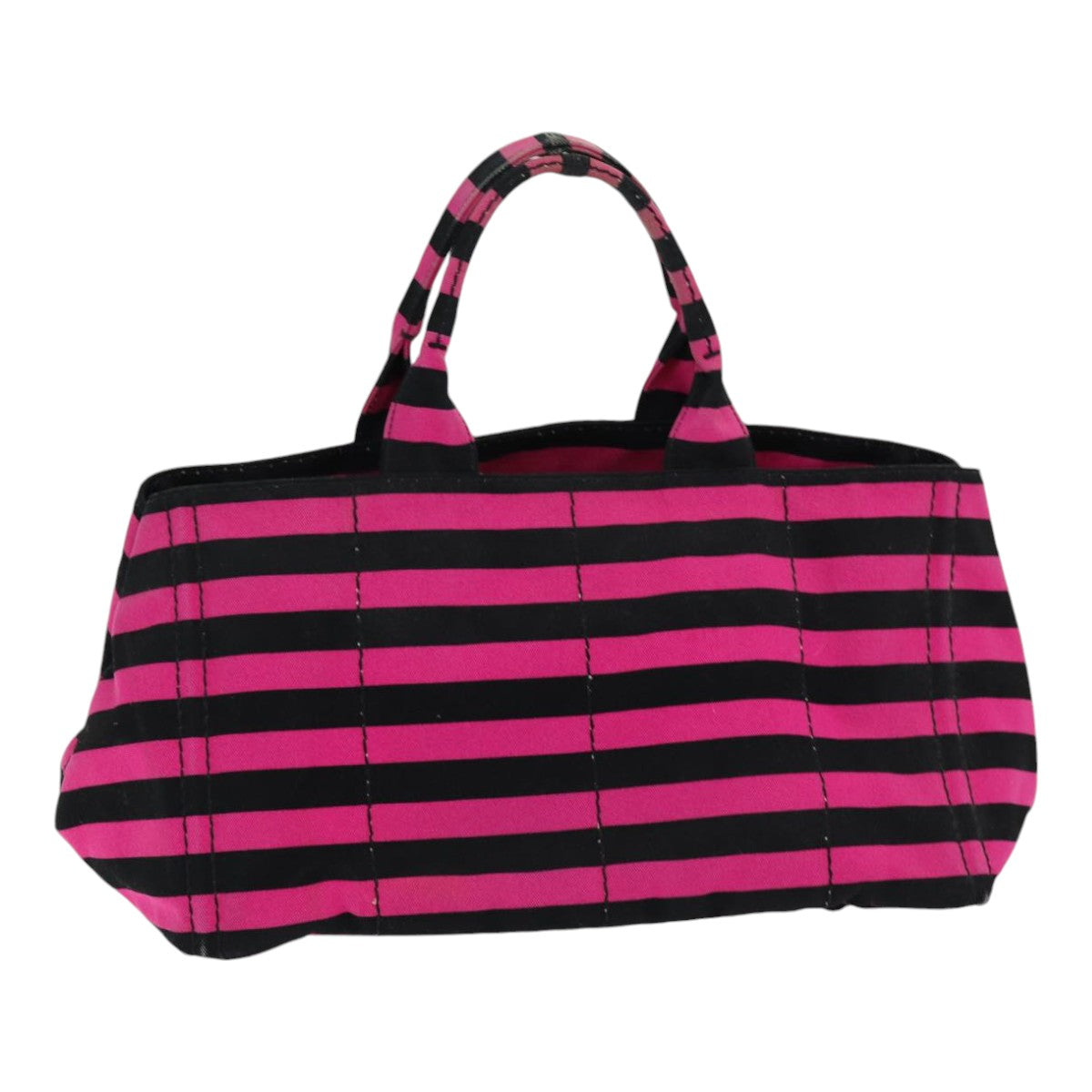 Prada Canapa Gm Hand Bag Auth Canvas Black Pink Travel Bag