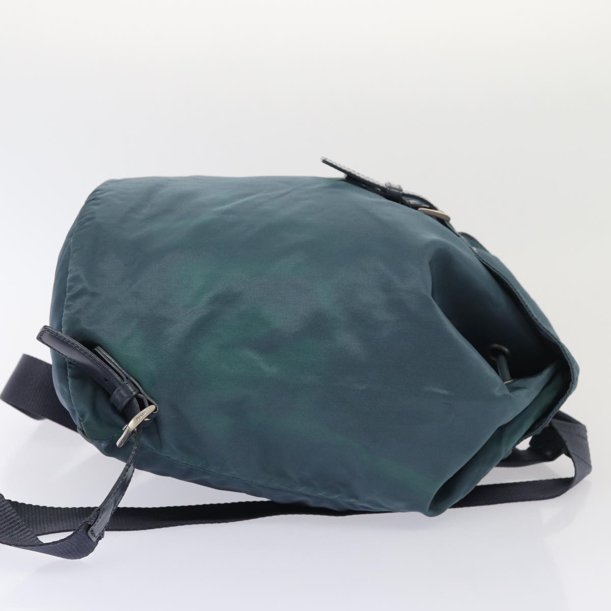 Prada Backpack Auth Nylon Blue Silver Silver Auth 85634