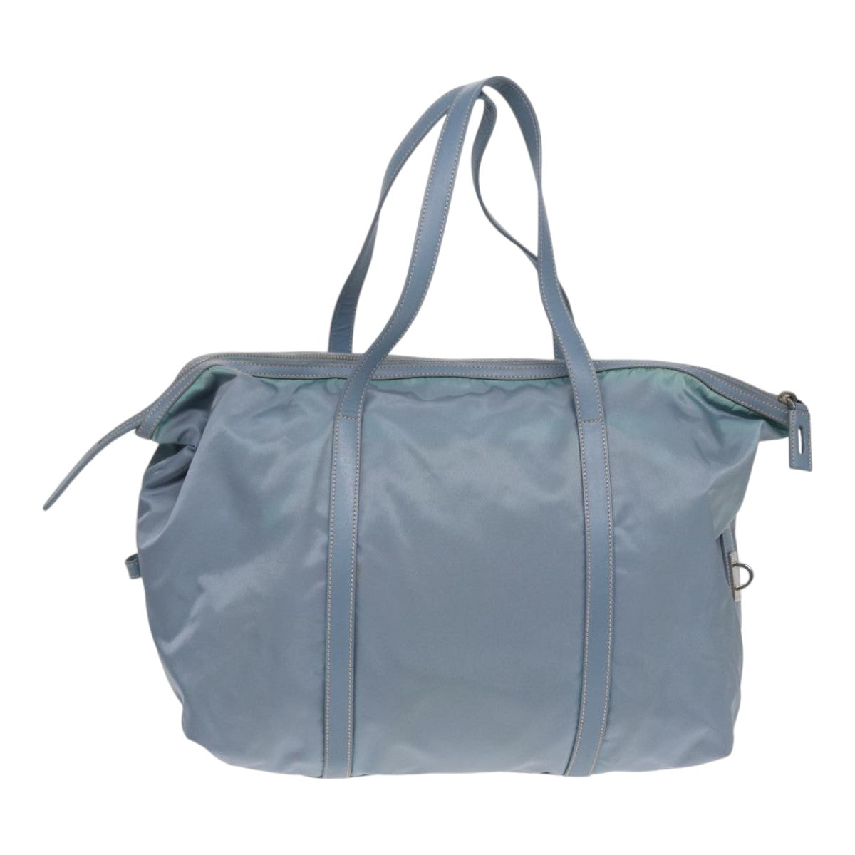 Prada Tote Bag Light Auth Nylon Blue Silver