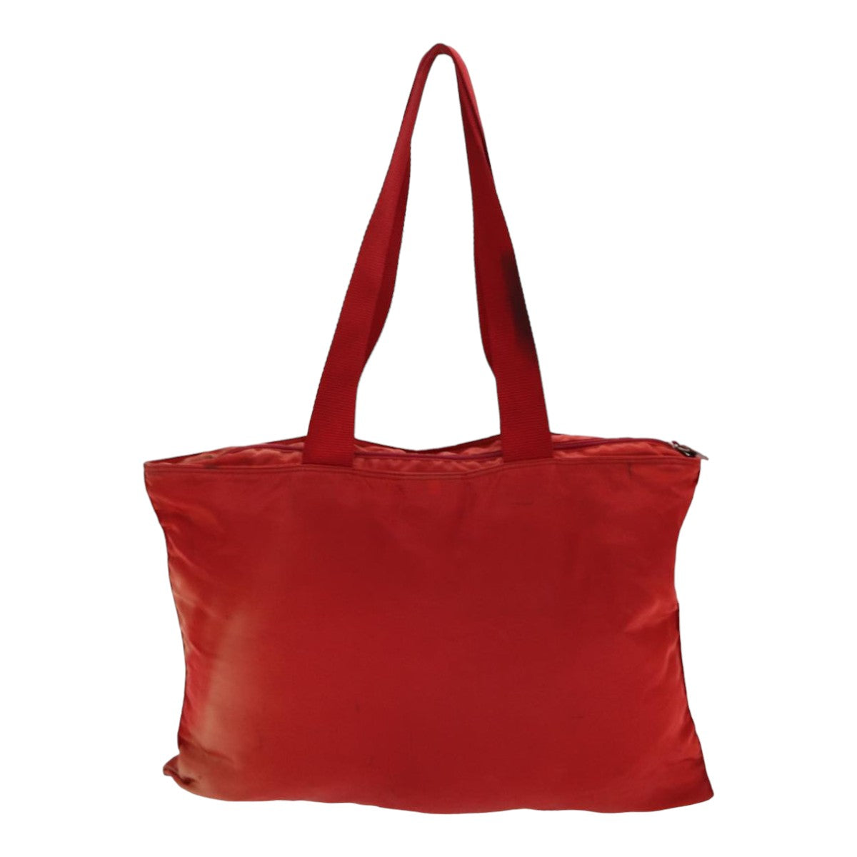 Prada Tote Bag Auth Nylon Red Silver