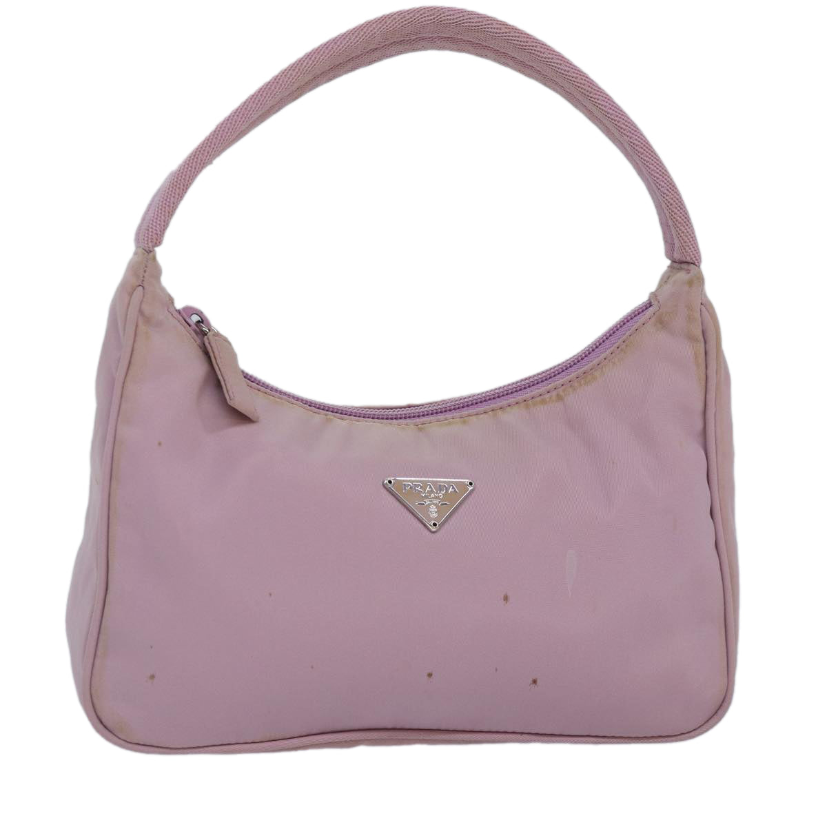 Prada Hand Bag Auth Nylon Pink Silver Travel Bag
