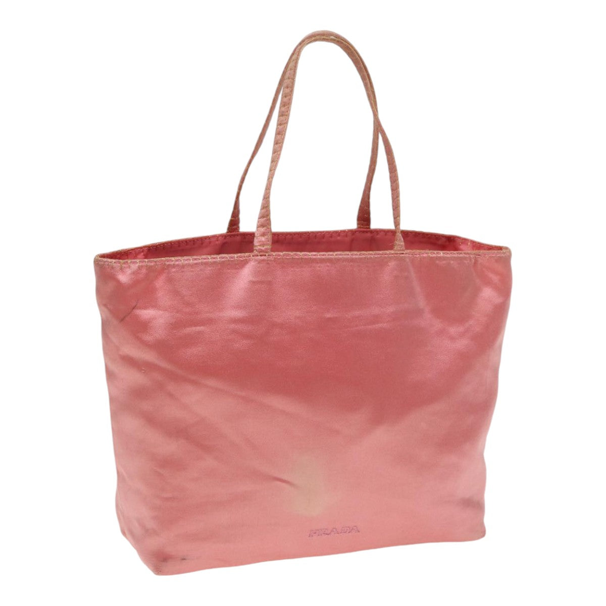 Prada Hand Bag Auth Satin Pink Gold Travel Bag