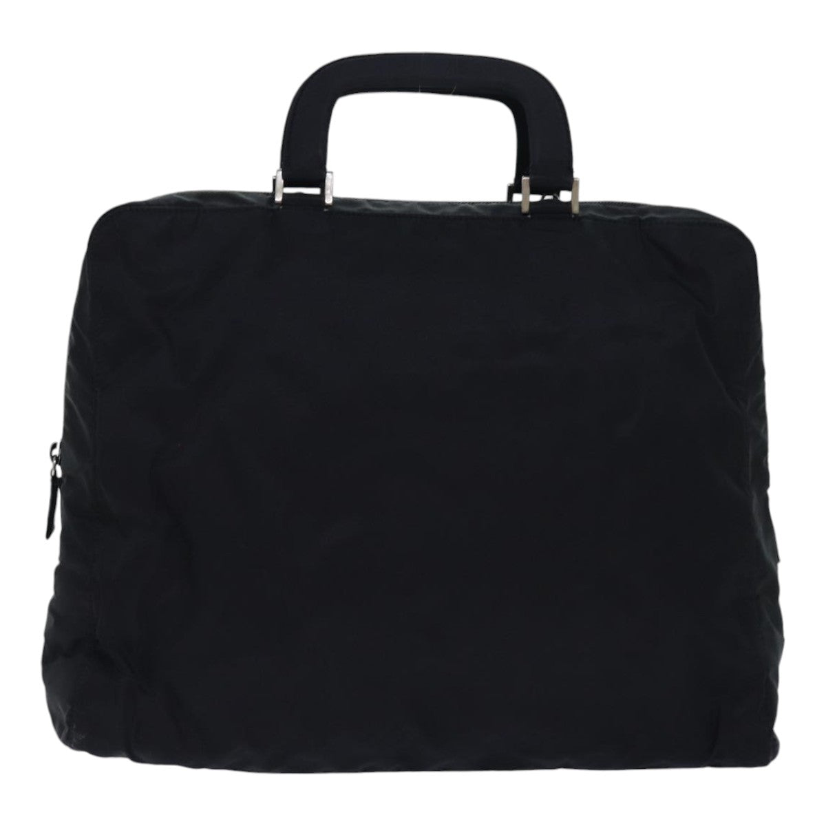 Prada Hand Bag Auth Nylon Black Silver Travel Bag Silver Auth 85874