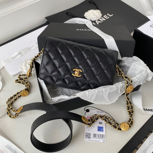 Chanel Clutch With Hardware For Women Handbags Shoulder Black Gold Shoulder Bag