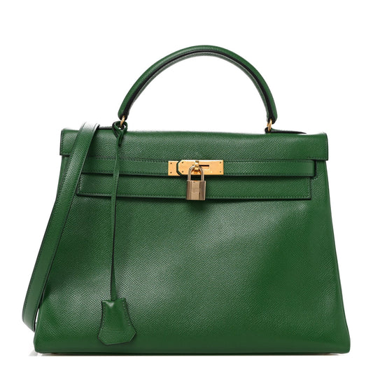 Hermes Courchevel Kelly Retourne Vert Bengale Handbag Travel Bag