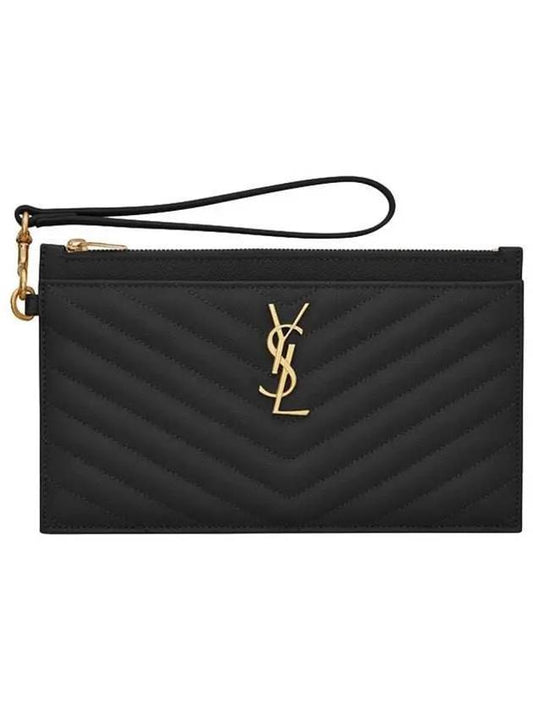 YSL Saint Laurent Saint Laurent Trending Cassandre Zipped Clutch Bag Matelasse Black
