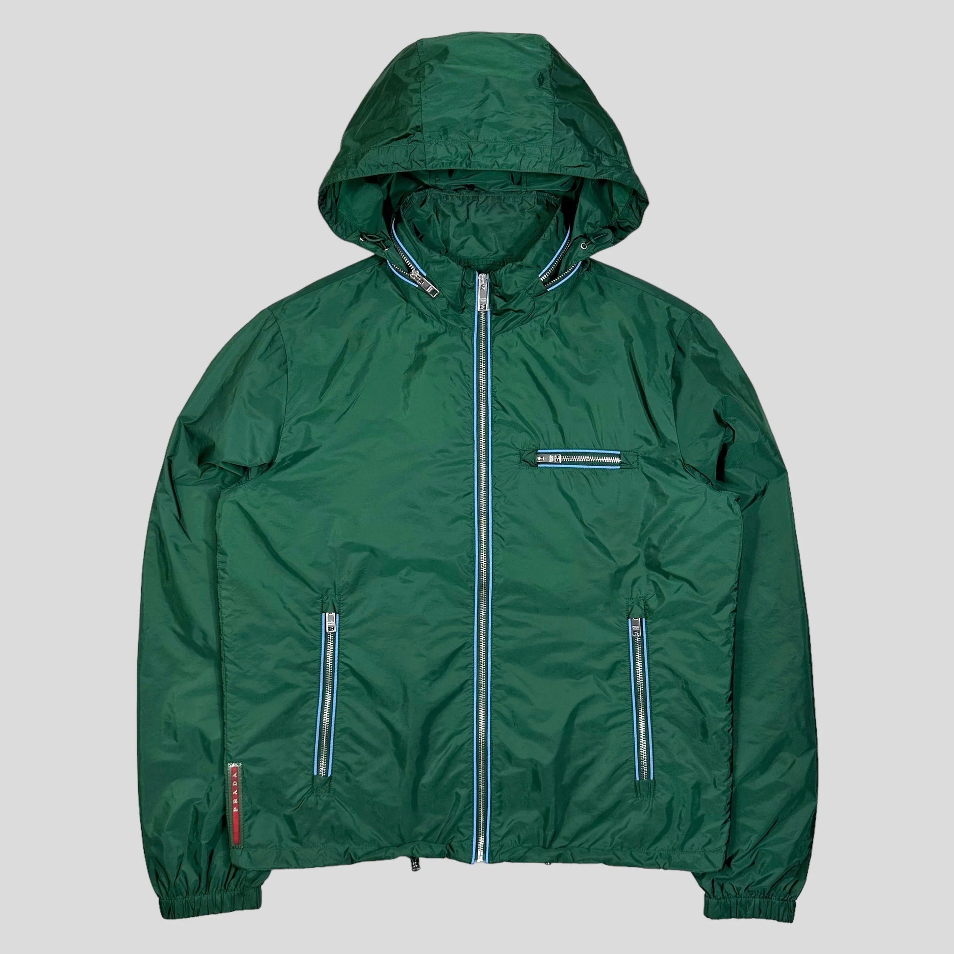 Prada Handbag Milano Emerald Contrast Windbreaker Nylon Zip
