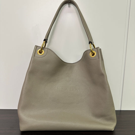 Prada Hobo Bag Bags Phenix Hobo Taupe Vitello Logo