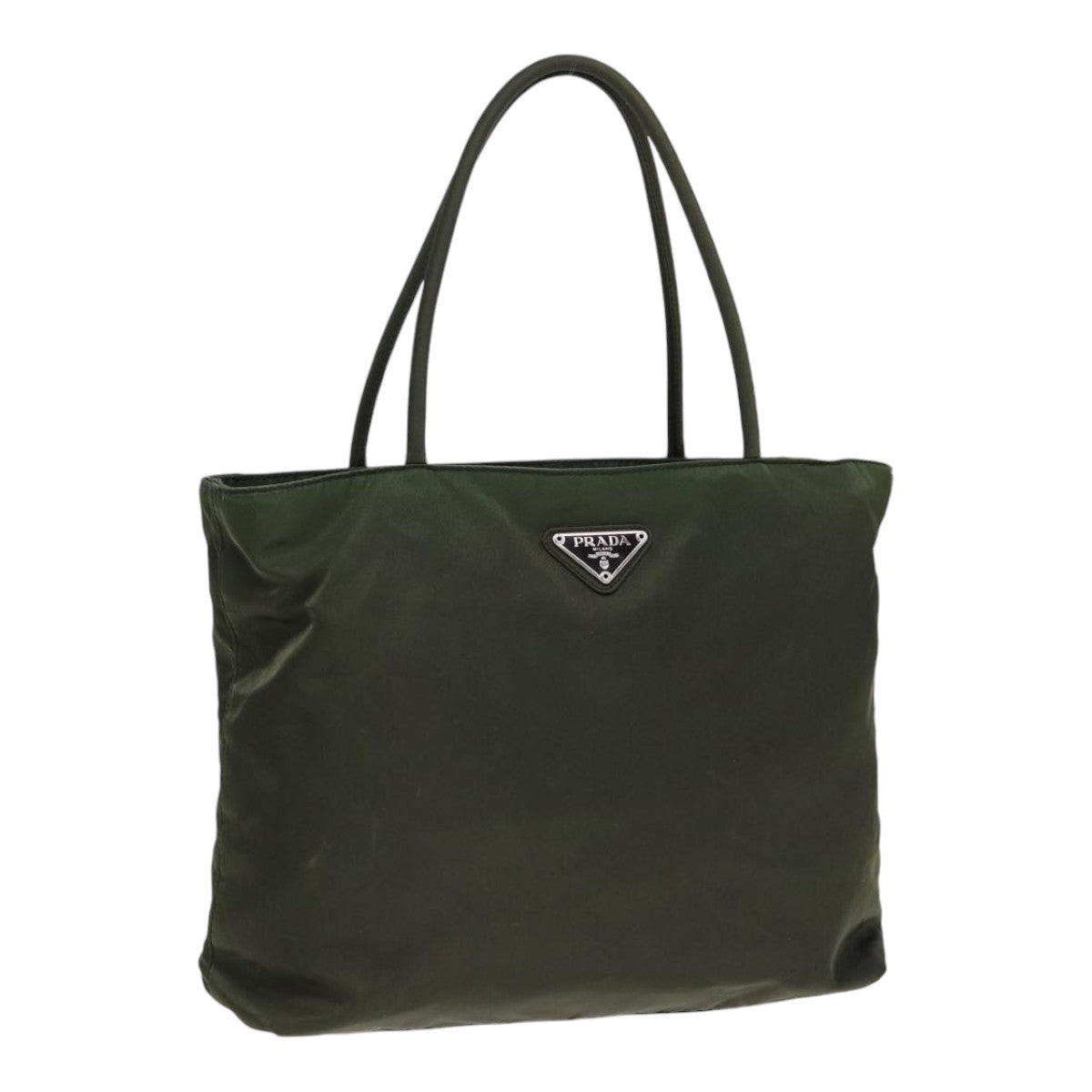 Prada Hand Bag Khaki Auth Nylon Silver Travel Bag
