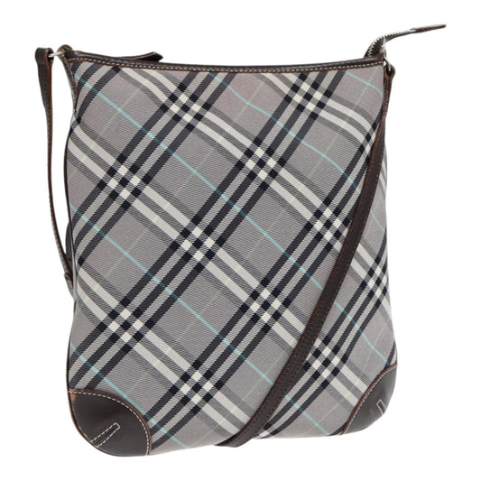 Burberry Luxury Nova Check Shoulder Bag Auth Canvas Silver Gray