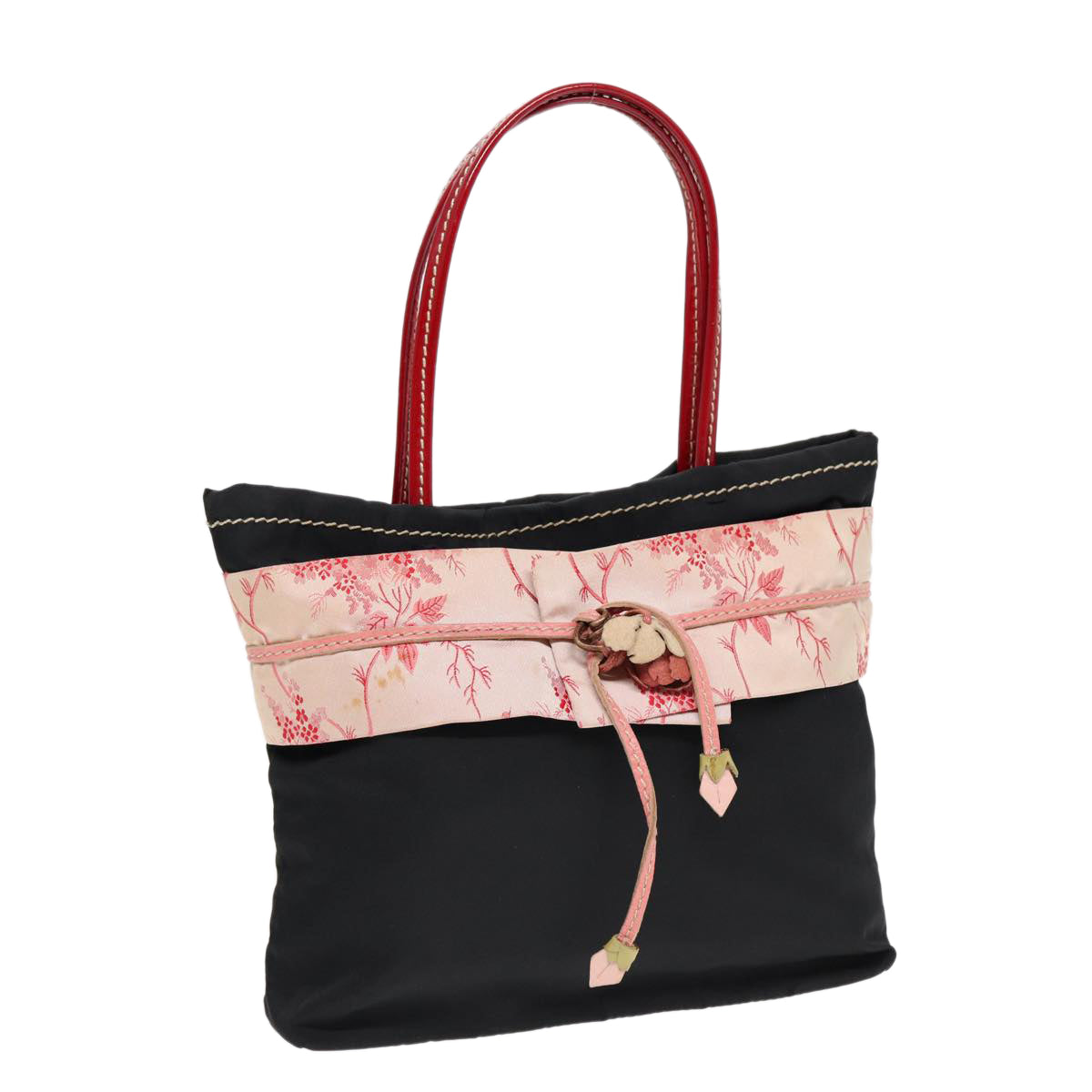 Prada Japanese Hand Bag Auth Nylon Black Silver Travel Bag