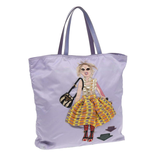 Prada Robot Tote Bag Auth Nylon Gold Purple