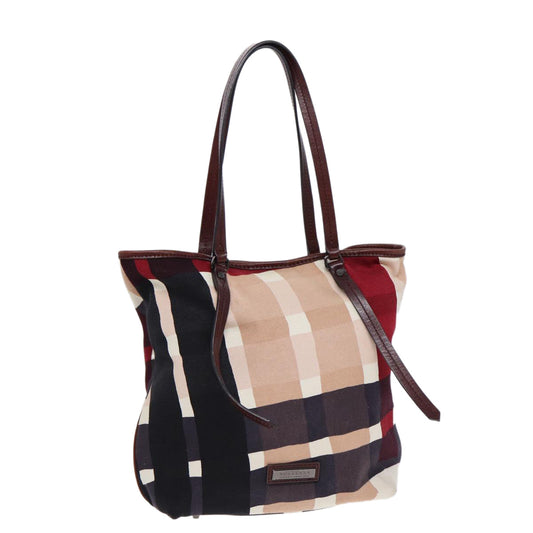 Burberry Luxury Nova Check Tote Bag Auth Canvas Beige Silver