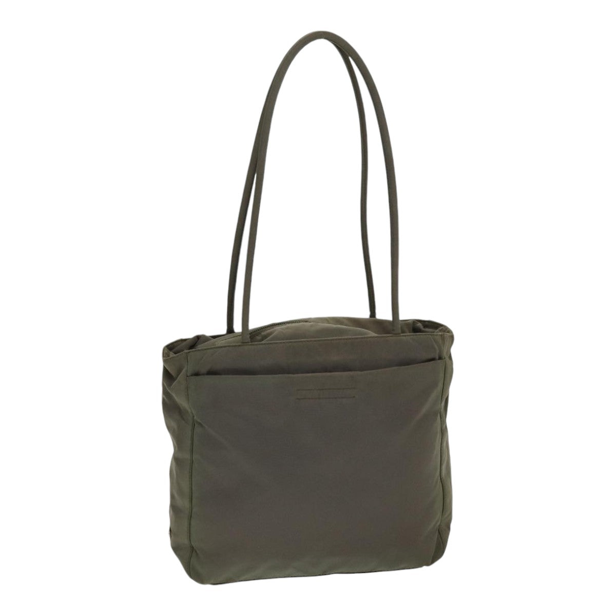 Prada Tote Bag Khaki Auth Nylon Silver Silver Auth 86252