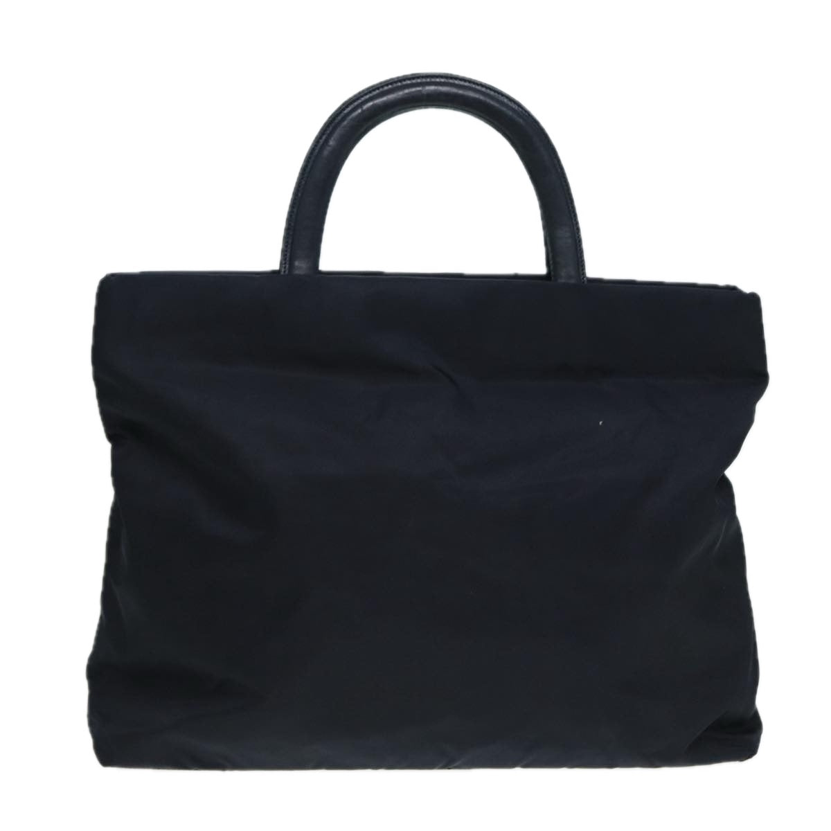 Prada Hand Bag Auth Nylon Silver Navy Travel Bag Silver Auth 86341