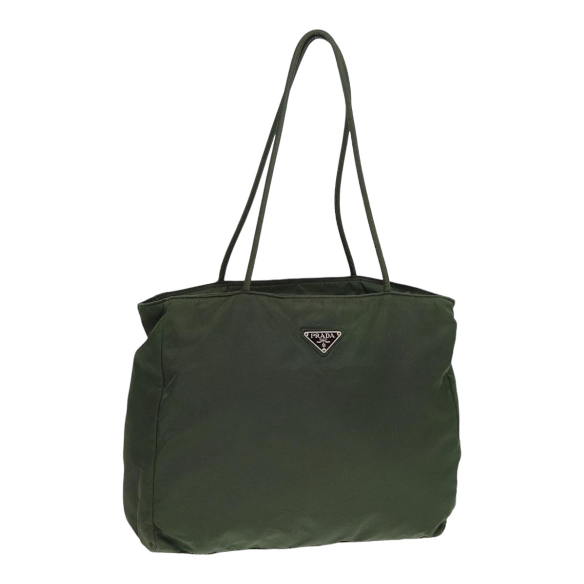 Prada Tote Bag Khaki Auth Nylon Silver Silver Auth 86343