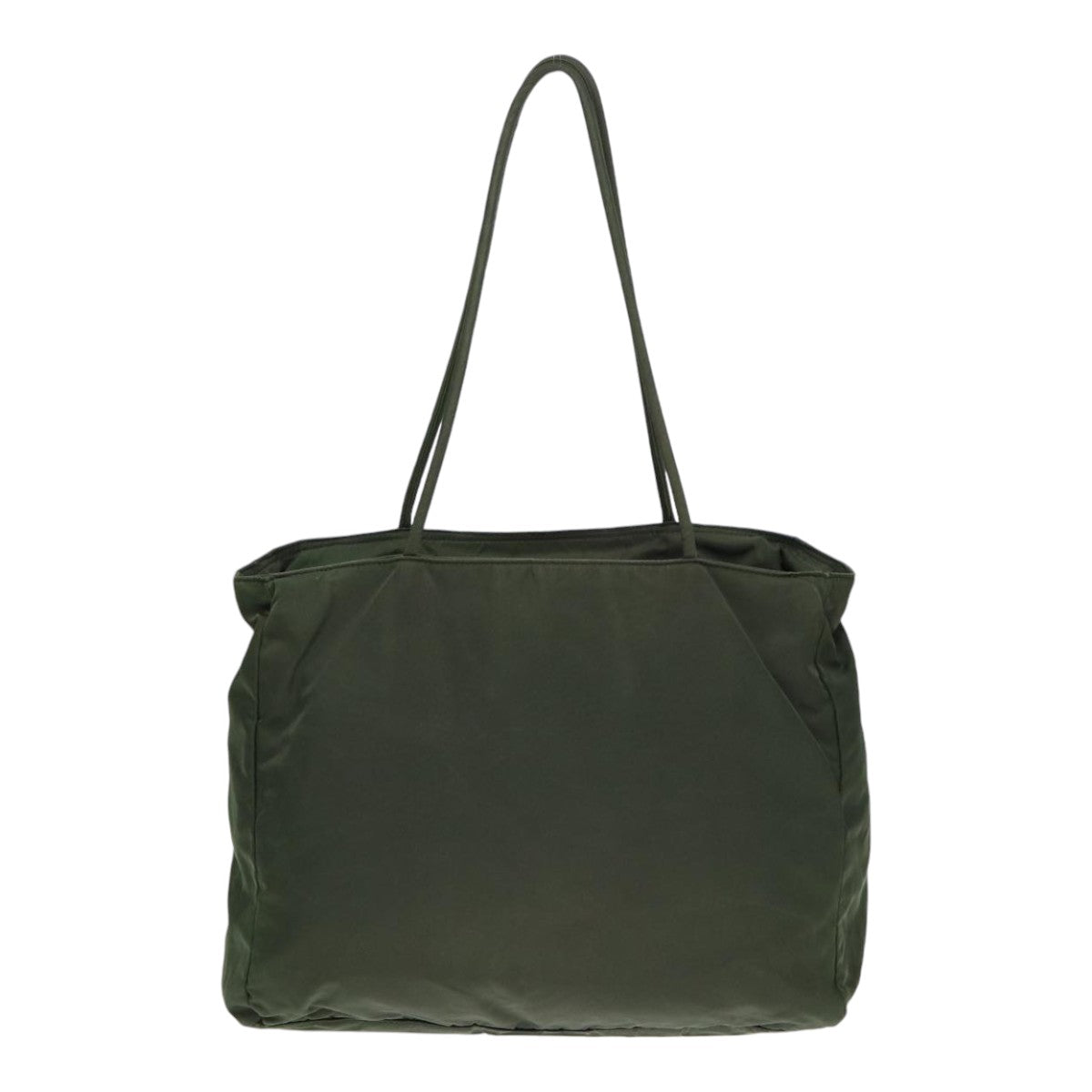 Prada Tote Bag Khaki Auth Nylon Silver Silver Auth 86343