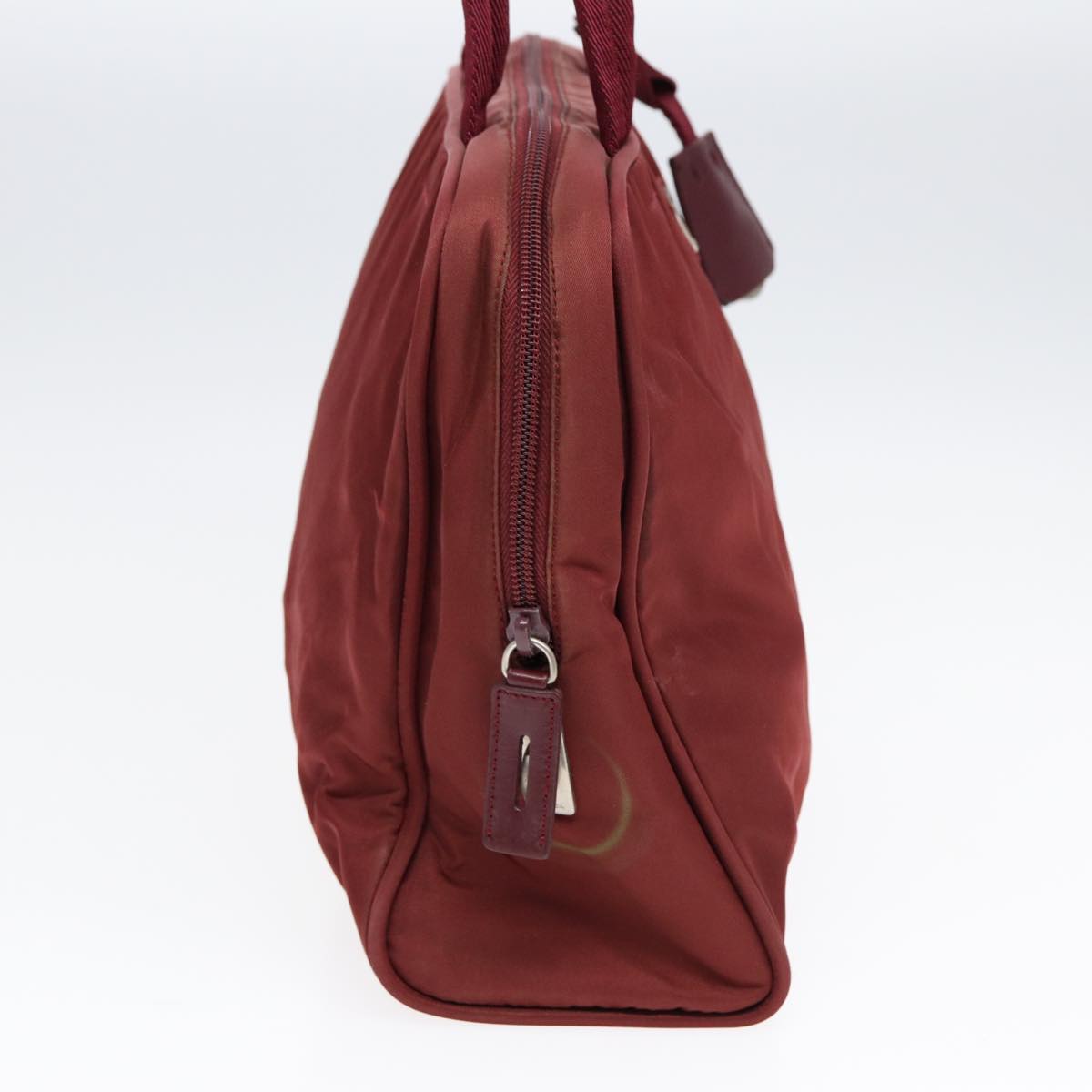 Prada Tote Bag Wine Auth Nylon Red Silver