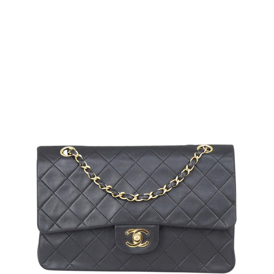 Chanel Classic Double 2 Series Lambskin Handbag Black Medium